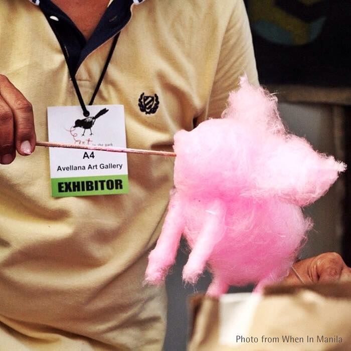 Avellana Art Gallery's unique eats from Art in the Park 2014. : The incredibly popular cotton candy art makes it’s return this year! Photo from When In Manila